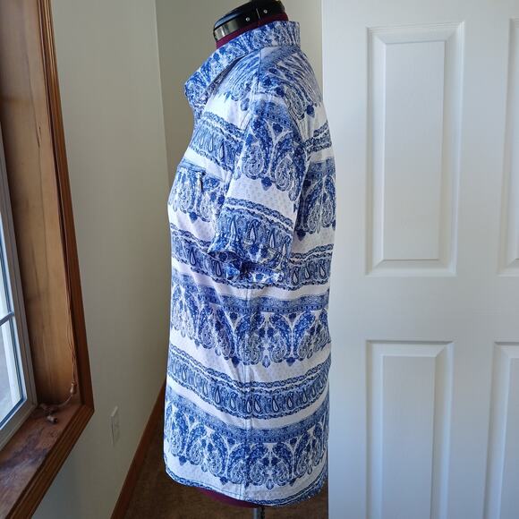 NWOT Rogue State Blue Paisley Pearl Snap-Front Shirt L cotton collared s.sleeve - Picture 3 of 14